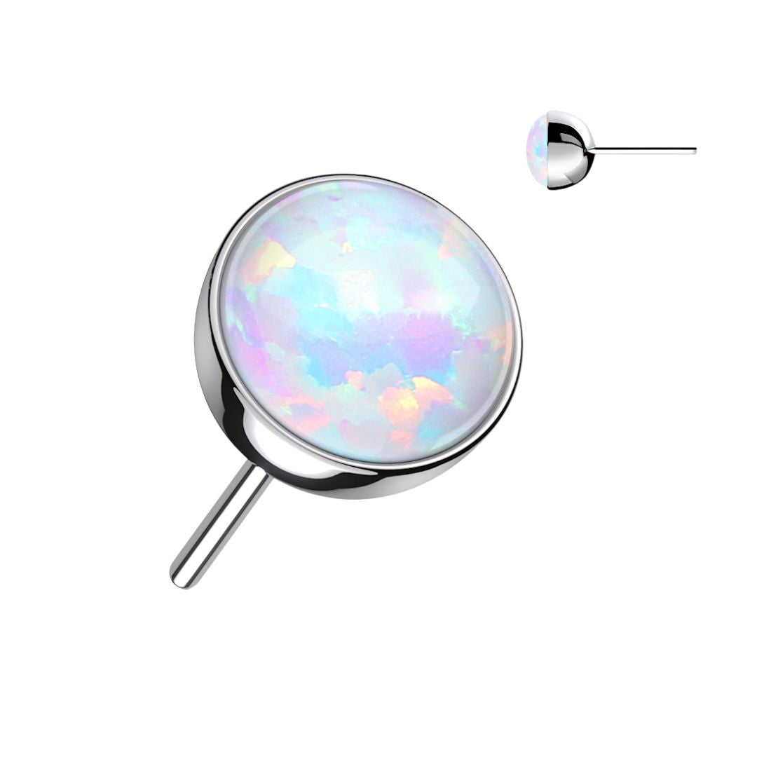 Titanium Threadless Push In Opal Bezel Flat Back Earring
