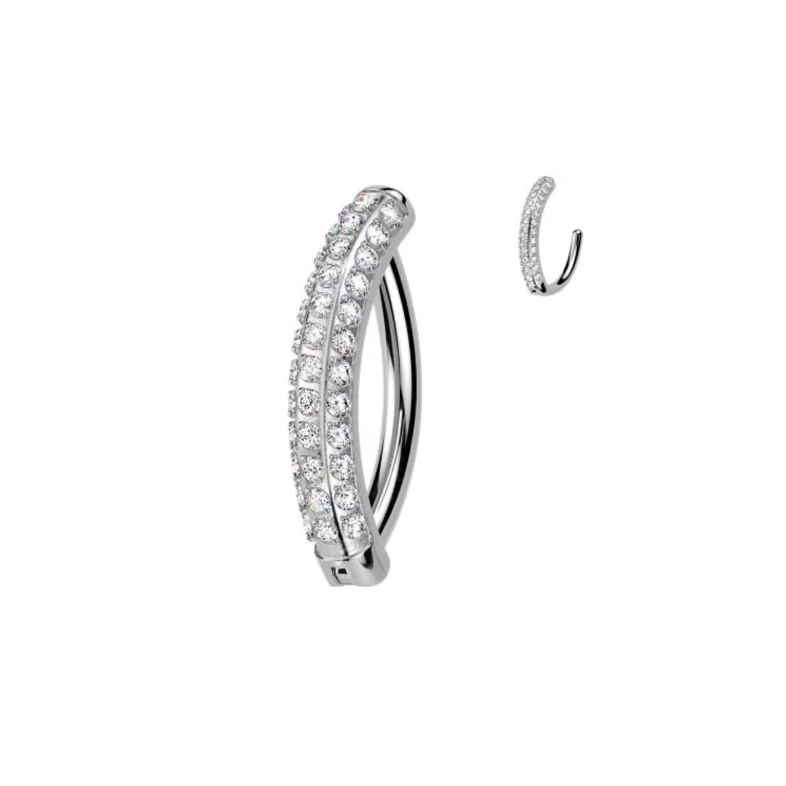 Titanium Triple Lined Moissanite Navel Clicker