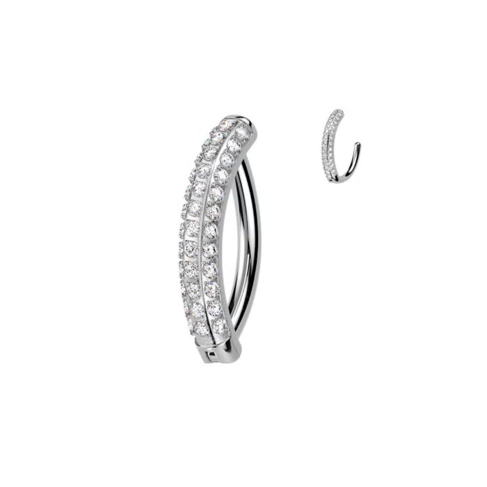 Titanium Triple Lined Moissanite Navel Clicker