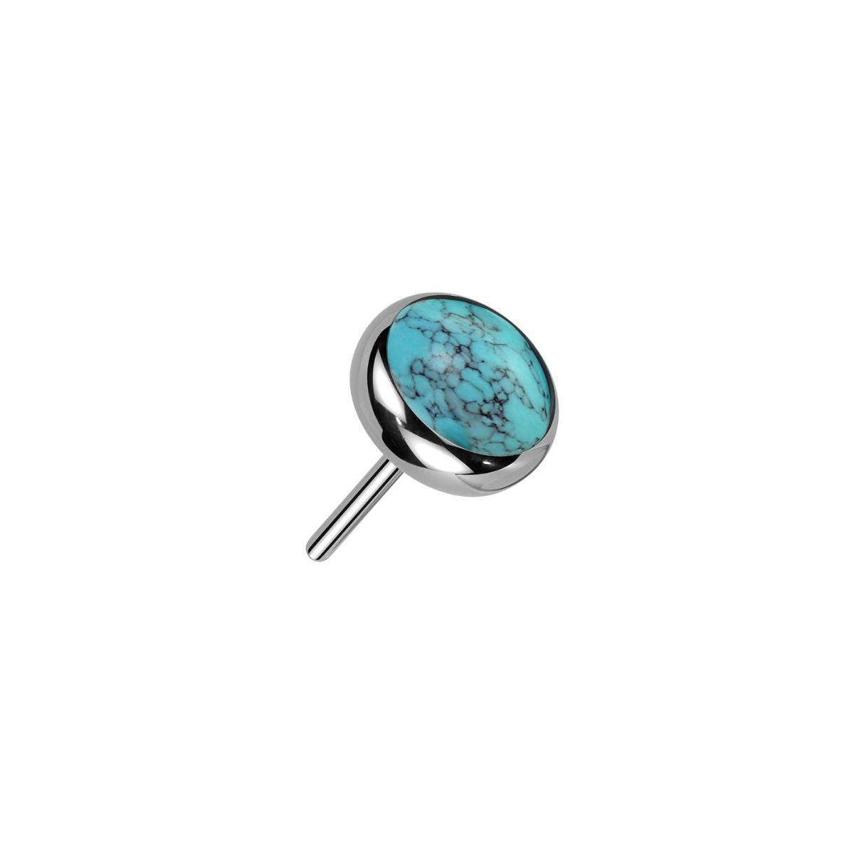 Titanium Threadless Push in 4mm Turquoise Stone Flat Back Earring