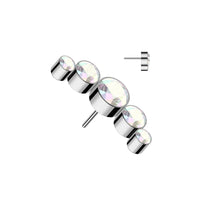 Titanium Threadless Flat Back CZ Bezel Curved Bar Earring