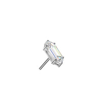 Titanium Threadless Push In Emerald Cut CZ Earring