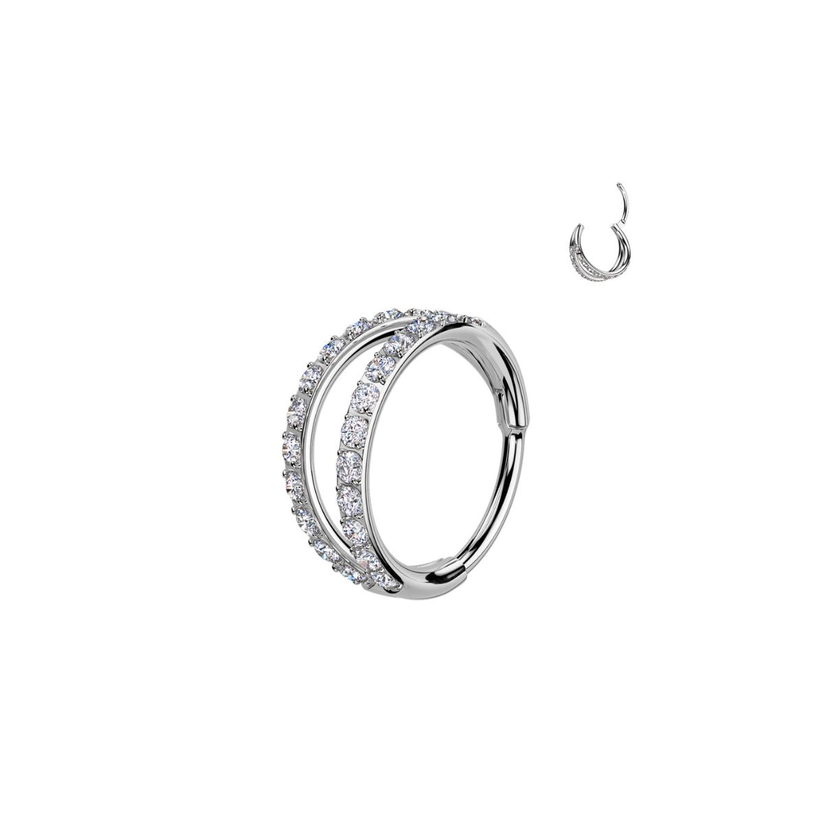 Titanium Double CZ Lined Band Hinge Clicker