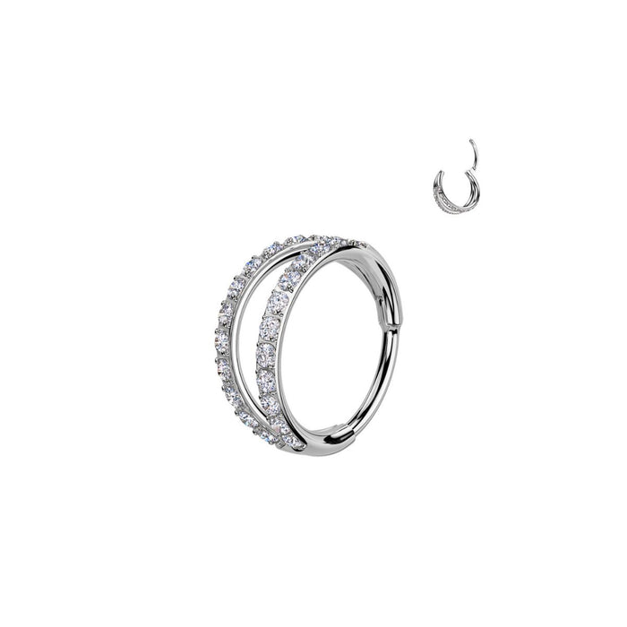 Titanium Double CZ Lined Band Hinge Clicker