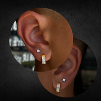 Titanium Threadless Push In Square CZ Flat Back Earring