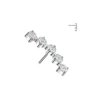 Titanium Threadless Push In Curved 5 Prong Moissanite Earring