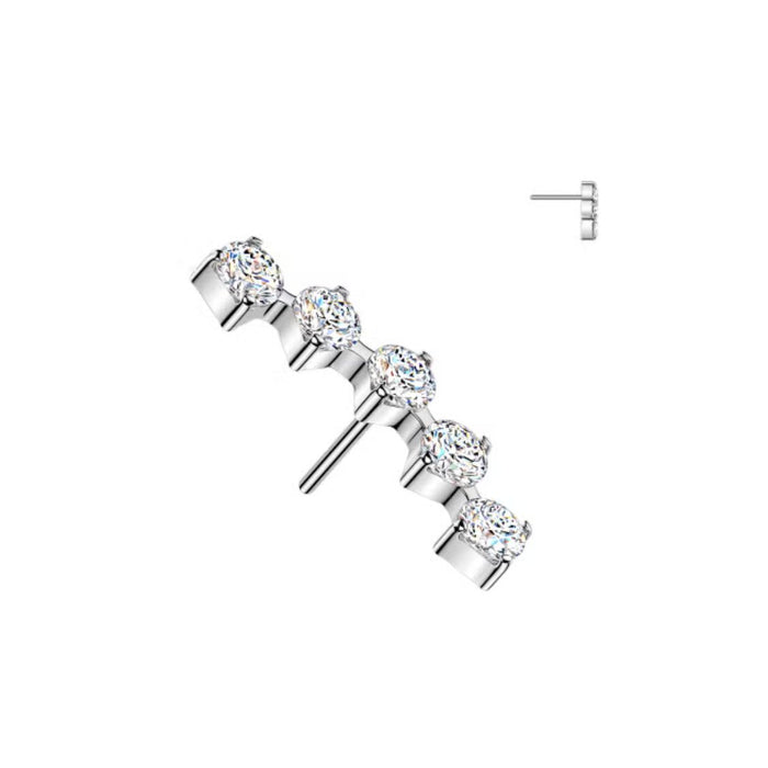 Titanium Threadless Push In Curved 5 Prong Moissanite Earring