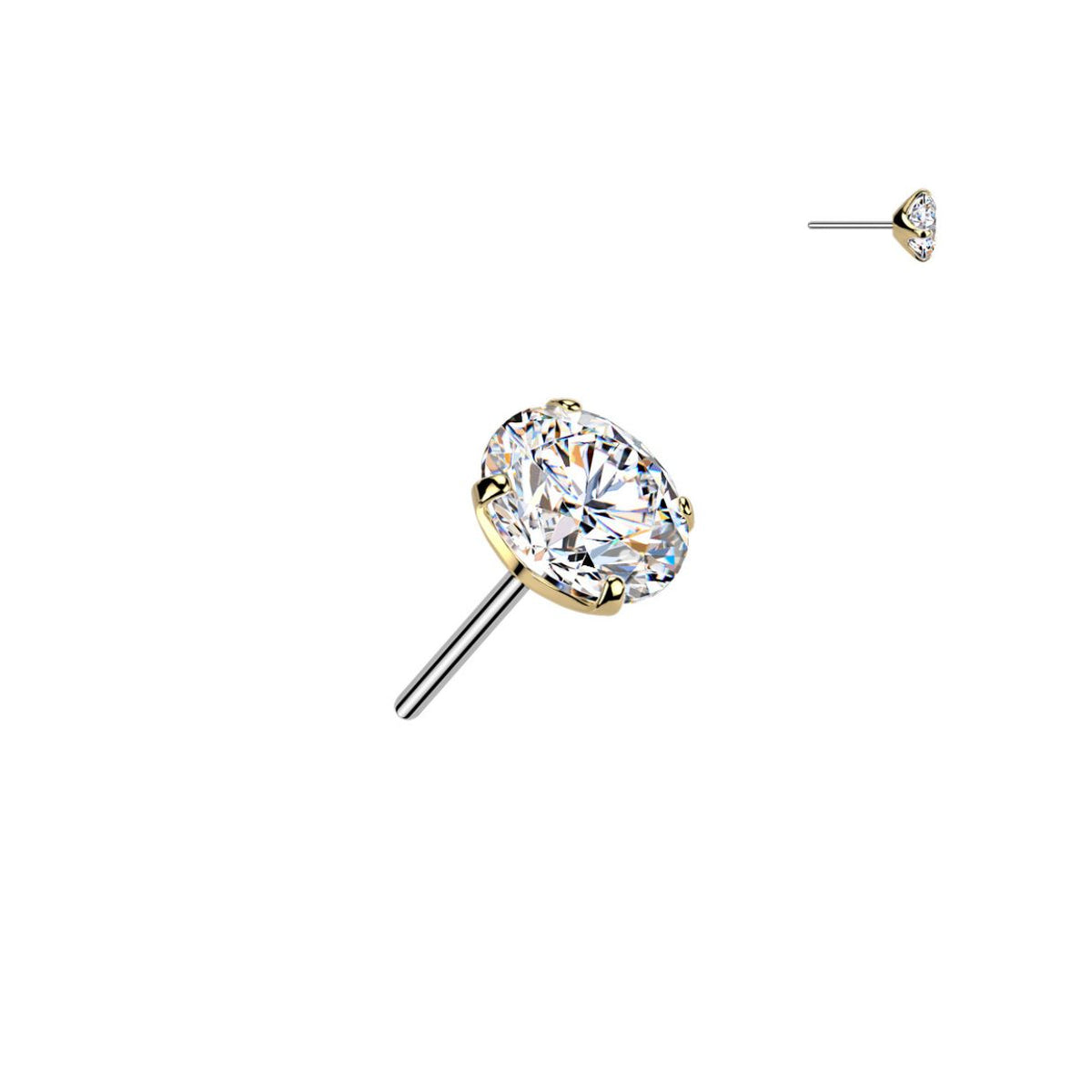 Titanium Threadless Push In Round Prong Set 6.5mm Moissanite Earring