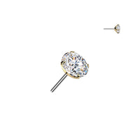 Titanium Threadless Push In Round Prong Set 6.5mm Moissanite Earring