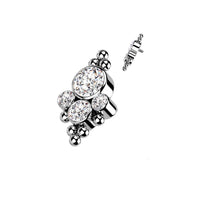 Titanium Internally Threaded Flat Back CZ Bezel and Beaded Ball Cluster Earring
