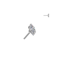 Titanium Threadless Push In Marquis Oval Moissanite Earring