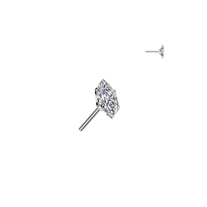 Titanium Threadless Push In Marquis Oval Moissanite Earring