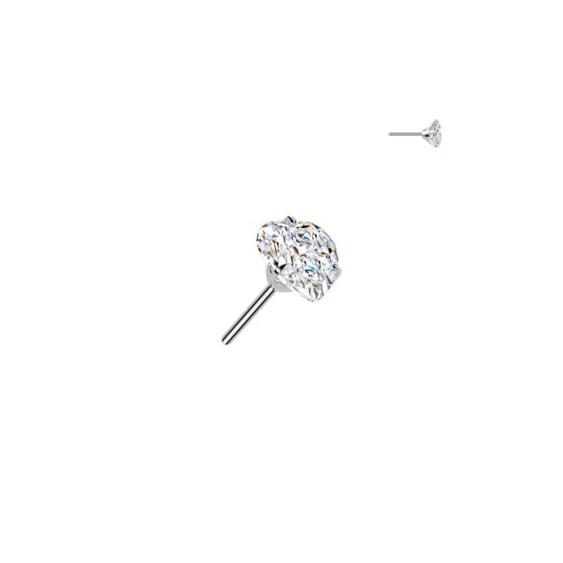 Titanium Threadless Push In Heart Prong Moissanite Earring