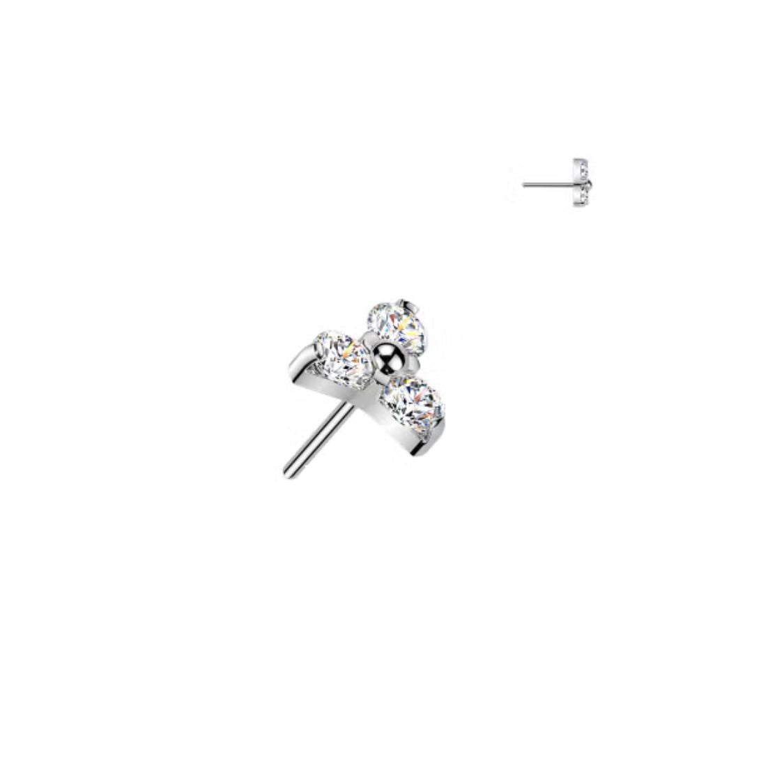 Titanium Threadless Push In Trinity Moissanite Earring