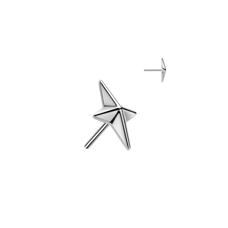 Titanium Threadless Push in Flat Back North Star Earring