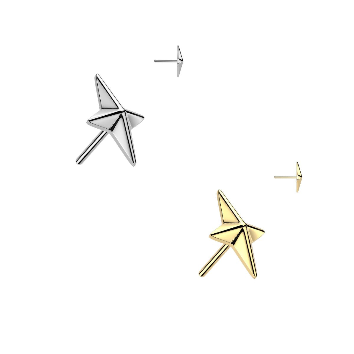 Titanium Threadless Push in Flat Back North Star Earring
