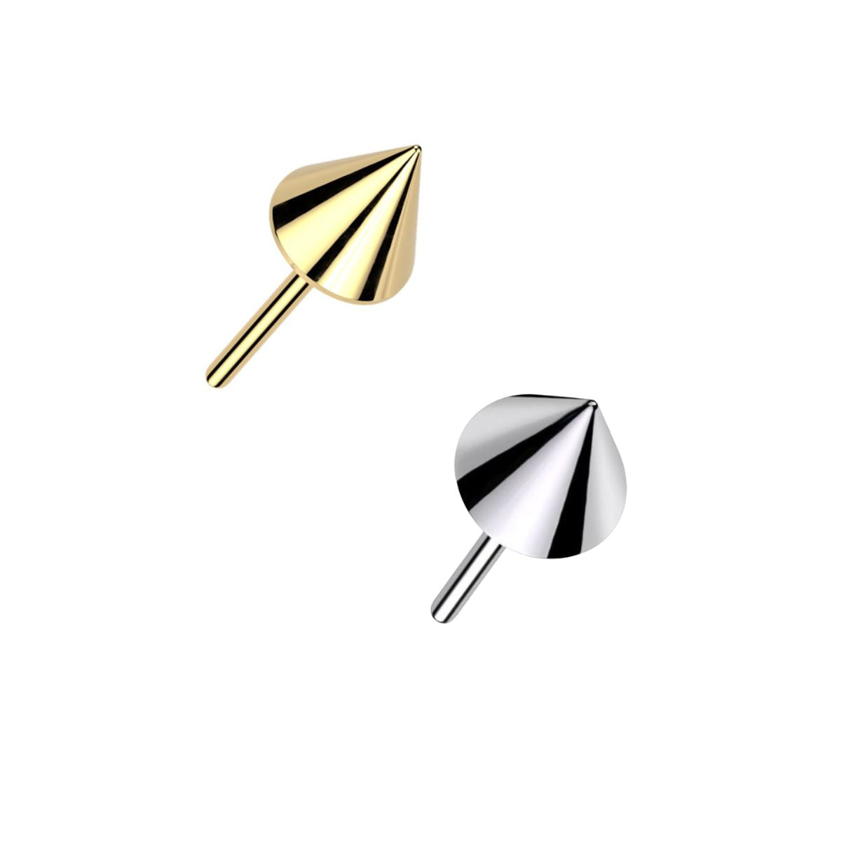 Titanium Threadless Push In Flat Back Spike Earring
