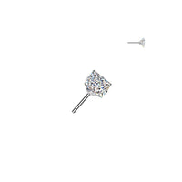 Titanium Threadless Push In Square Prong Moissanite Earring