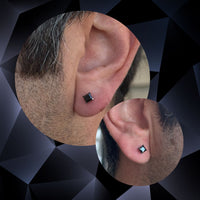 Titanium Threadless Push In Square CZ Flat Back Earring