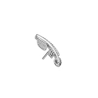 Titanium Threadless Flat Back Feather Earring