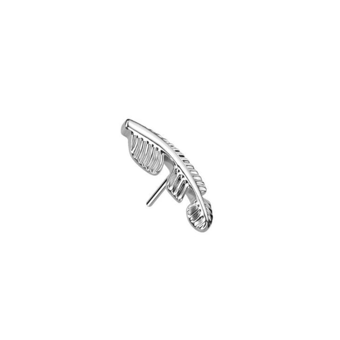 Titanium Threadless Flat Back Feather Earring