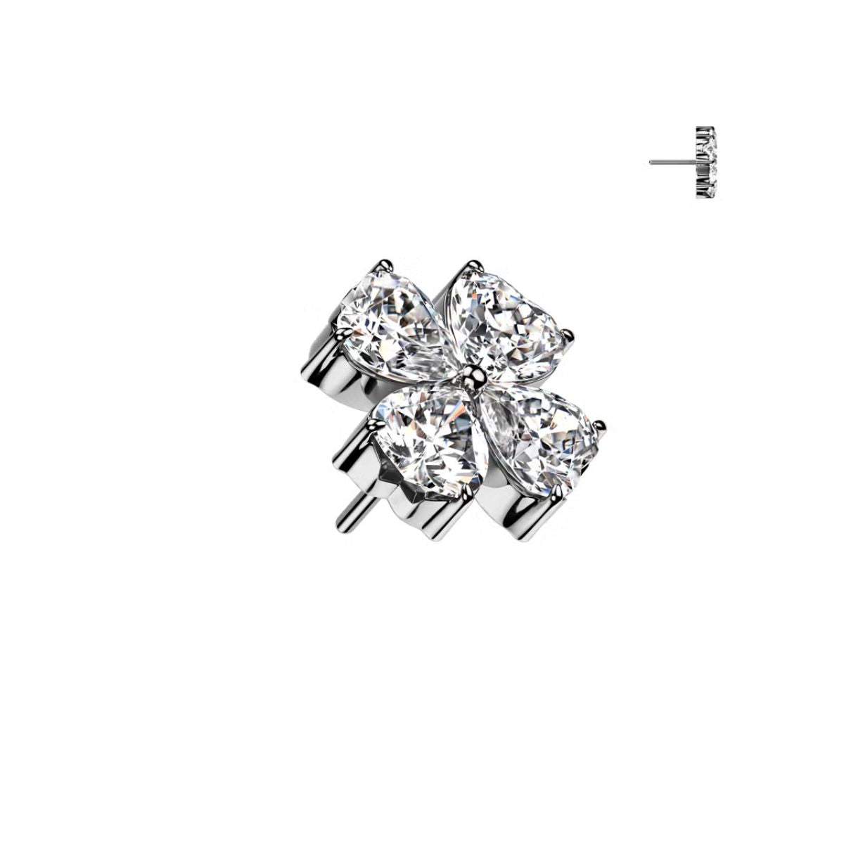 Titanium Threadless Push In CZ Shamrock Earring