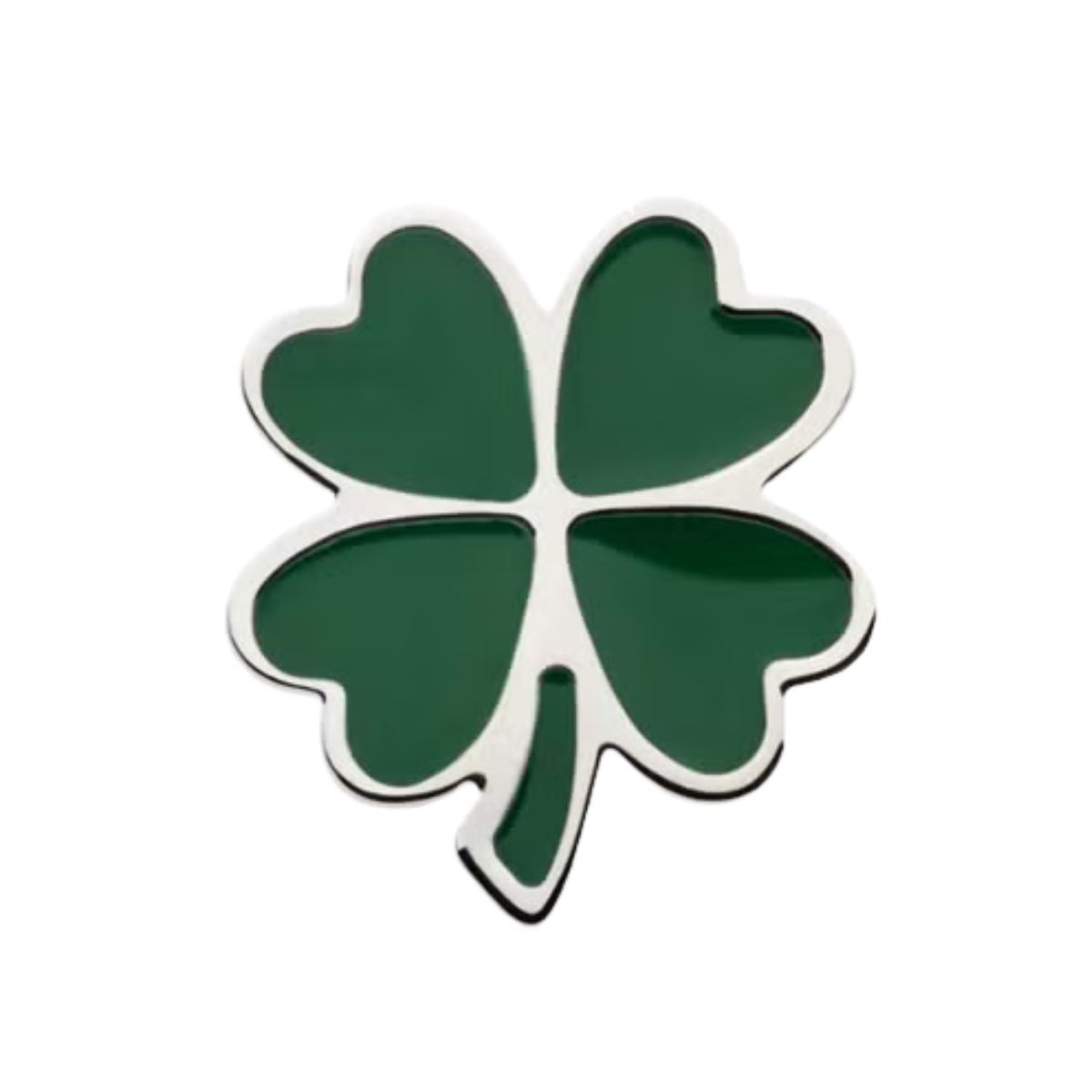 Titanium Threadless Push In Green Enamel Shamrock Earring