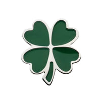Titanium Threadless Push In Green Enamel Shamrock Earring