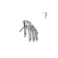 Titanium Threadless Push In Flat Back Skeleton Hand Earring