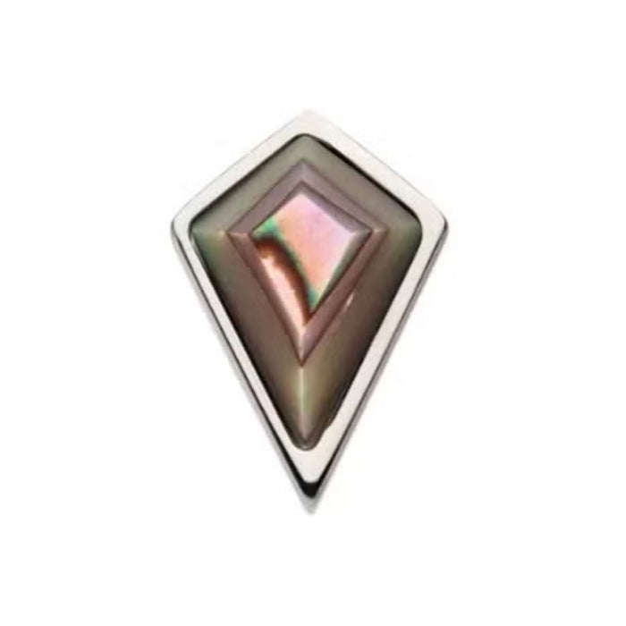 Titanium Threadless Flat Back Abalone Stone Kite Shape Earring