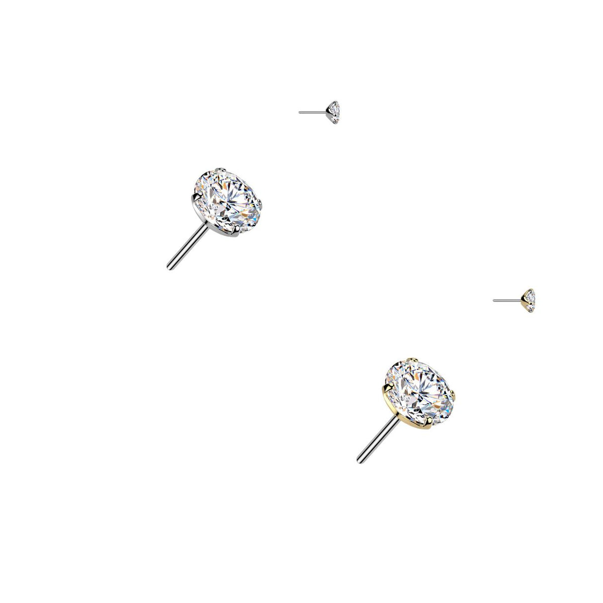Titanium Threadless Push In Round Prong Set 6.5mm Moissanite Earring