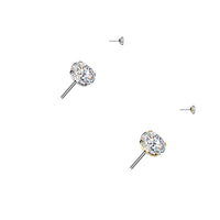 Titanium Threadless Push In Round Prong Set 6.5mm Moissanite Earring