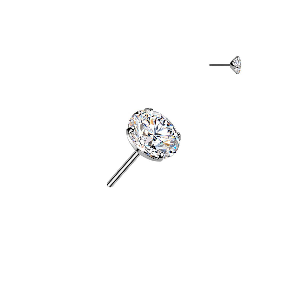 Titanium Threadless Push In Round Prong Set 6.5mm Moissanite Earring