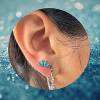 Titanium Threadless Flat Back Turquoise Marquis Fan Earring