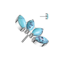 Titanium Threadless Flat Back Turquoise Marquis Fan Earring