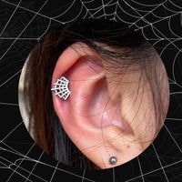 Titanium Threadless Spiderweb Flat Back Earring