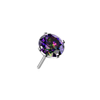Titanium Threadless Vitrail Medium  CZ Prong Flat Back Earring
