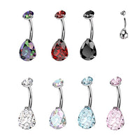 Titanium Round Top CZ With Prong Set Pear CZ Belly Button Ring