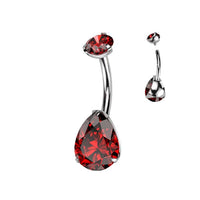 Titanium Round Top CZ With Prong Set Pear CZ Belly Button Ring