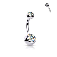 Titanium Internally Threaded Double CZ Bellybutton Barbell