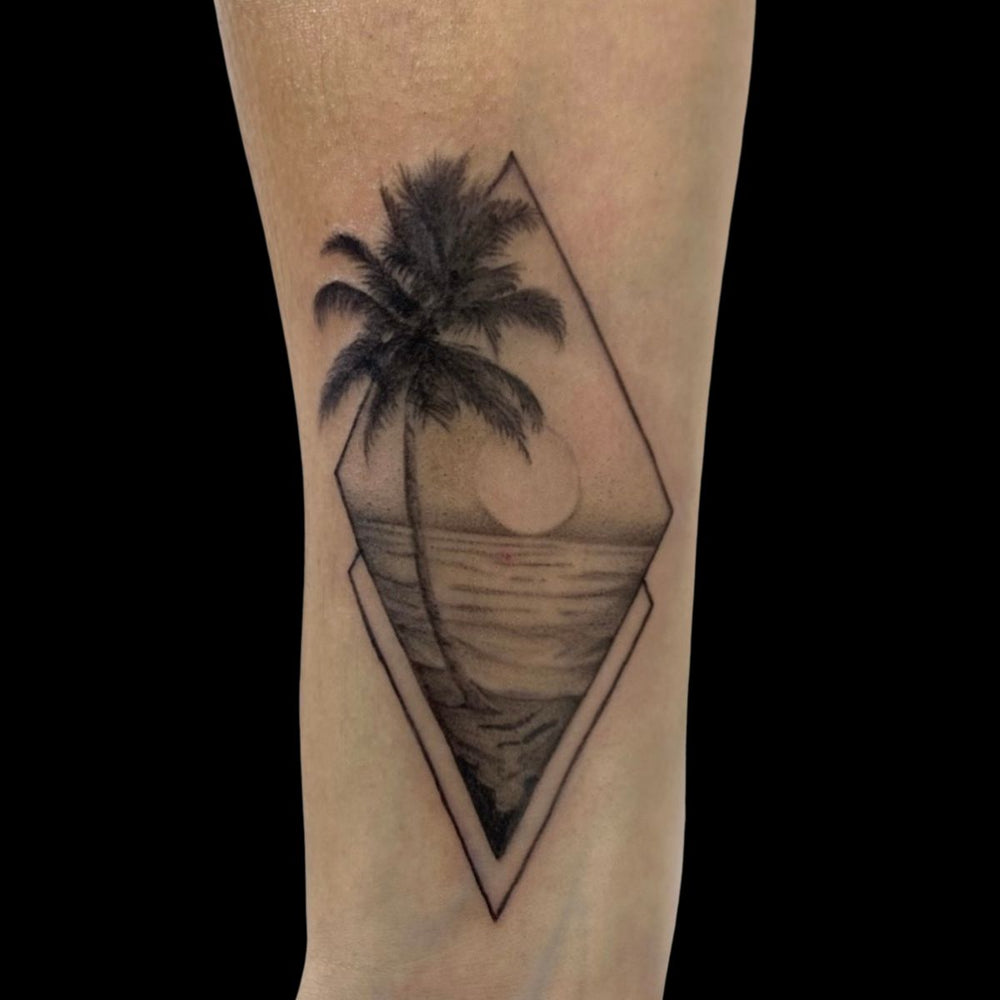Palm and Sunset Tattoo