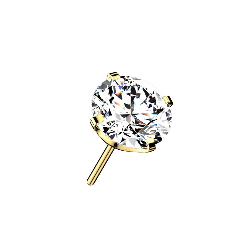 Titanium Threadless Push in Flat Back CZ Crystal Earring