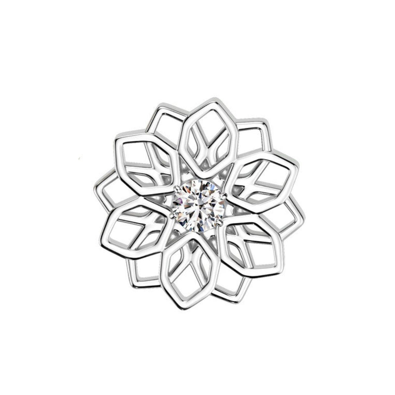 Titanium Threadless Push In Flat Back CZ Mandala Flower Earring