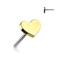 Titanium Threadless Push in  Flat Back Heart Earring