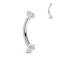 Titanium PVD Plated Curved Barbell with CZ Ends