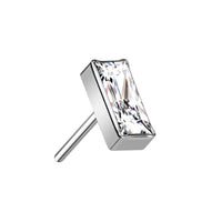 Titanium Threadless Push in Flat Back CZ Baguette Earring