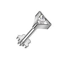 Titanium Threadless Push in Flat Back CZ Triangle Earring