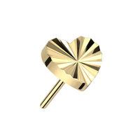 Titanium Threadless Push in Diamond Cut Heart Earring