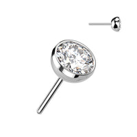 Classic Round Bezel CZ Titanium Threadless Push in Stud Earring