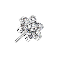 Titanium Threadless Push in Flat Back CZ Flower Earring